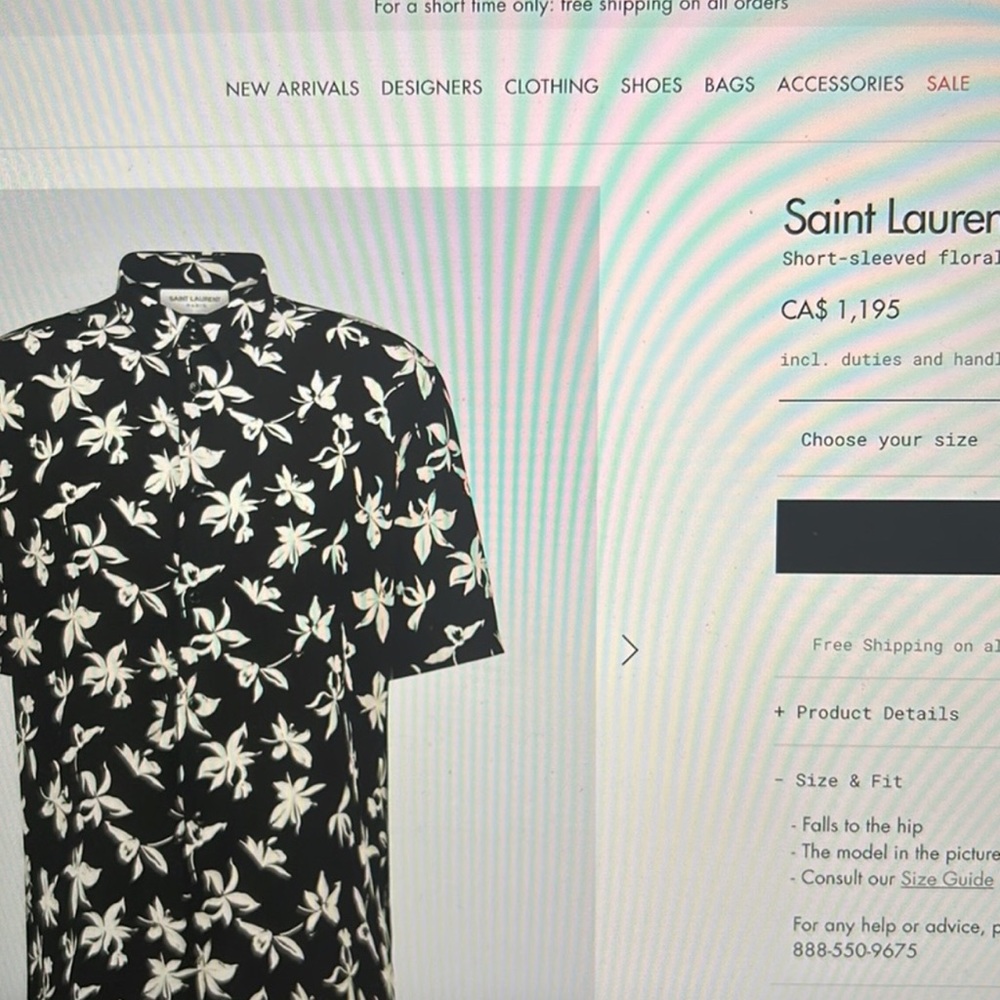 Saint Laurent short sleeved floral silk bottom up shirt size 43 - Picture 5 of 5